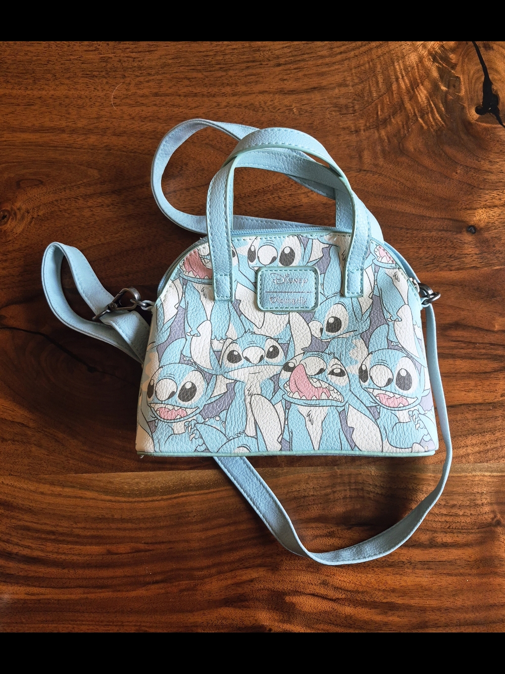 Loungefly Light Blue Stitch Print Crossbody Satchel